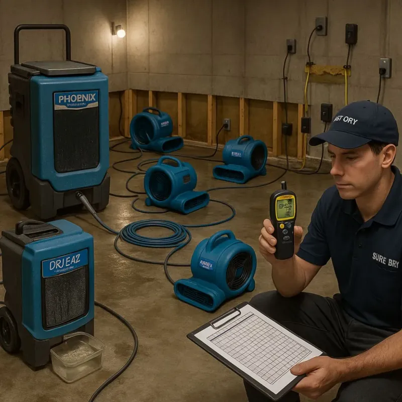 Structural Drying and Dehumidification process in Rapid City, MI